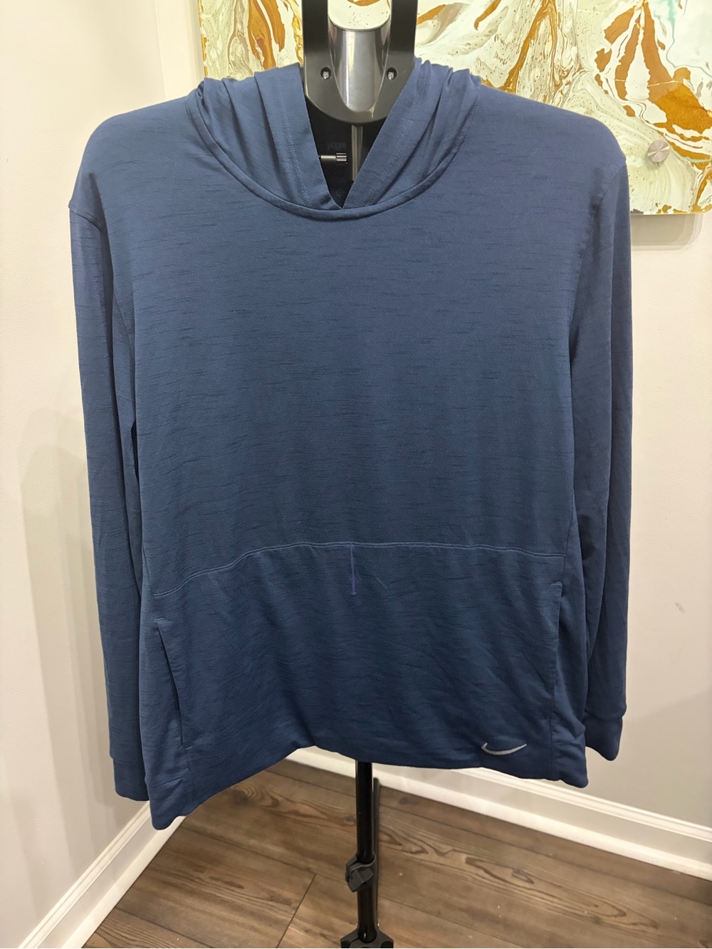 Nike Yoga Dri-FIT Men's Lightweight Pullover Hoodie Midnight Navy Blue Large L